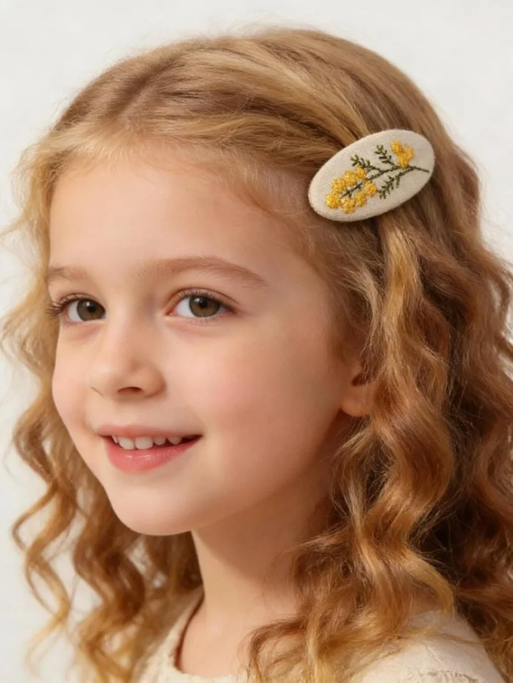 9Pcs Floral Embroidered Hair Clips - Handmade Oval Snap Barrettes, Assorted
